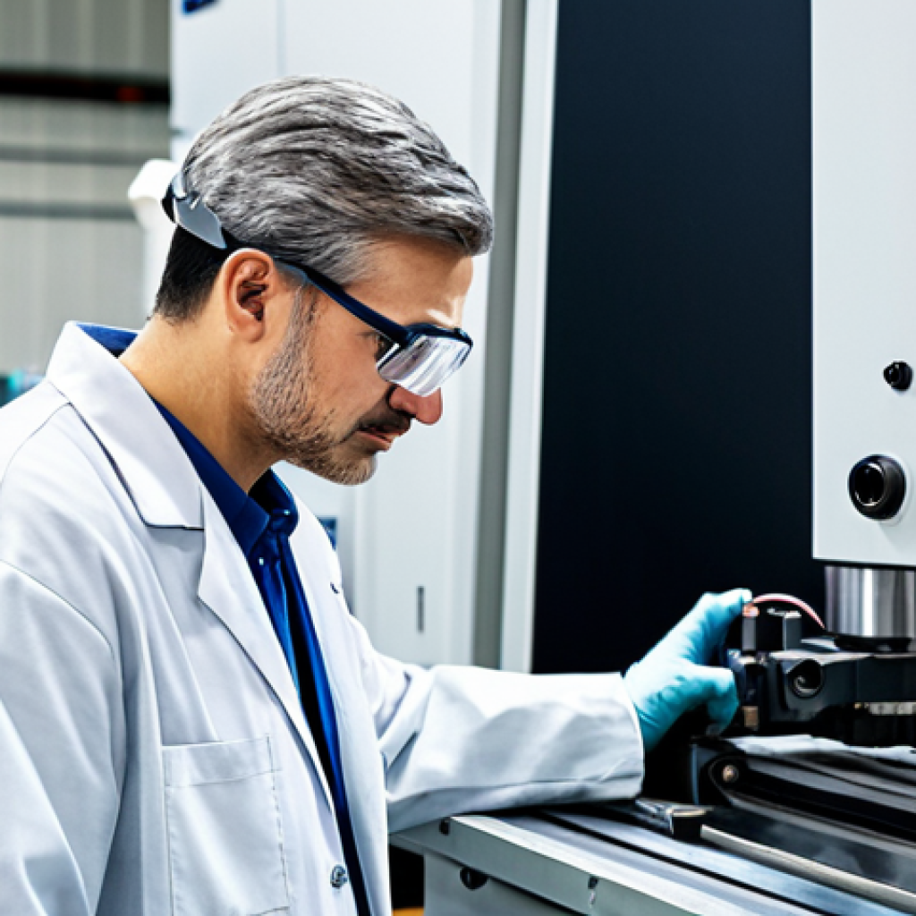 **Prompt:** A skilled machinist in a modern, well-lit factory, operating a CNC milling machine, producing a precision component. The machinist is wearing appropriate safety glasses and a clean lab coat. Safe for work, appropriate content, fully clothed, professional environment, perfect anatomy, natural proportions, high quality.