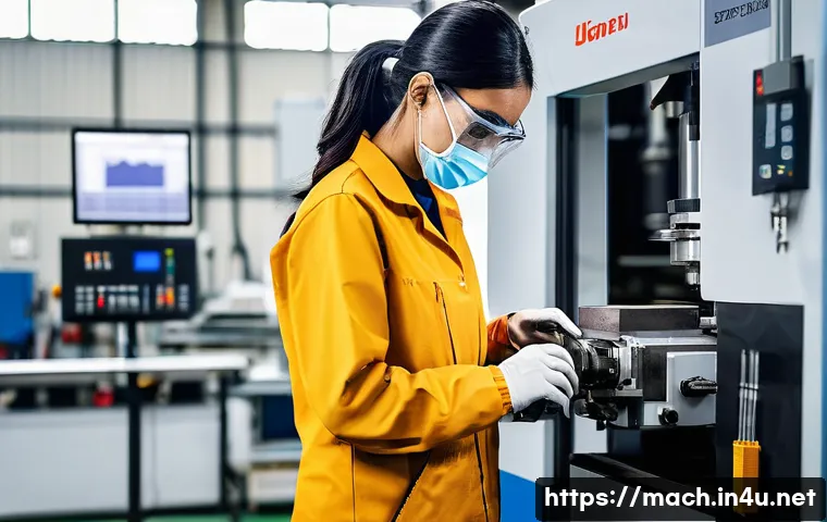 기계가공 필기 및 실기 학습 플랜 - **Prompt:** A focused professional (male or female, 20s-30s, diverse ethnicity) meticulously operati...